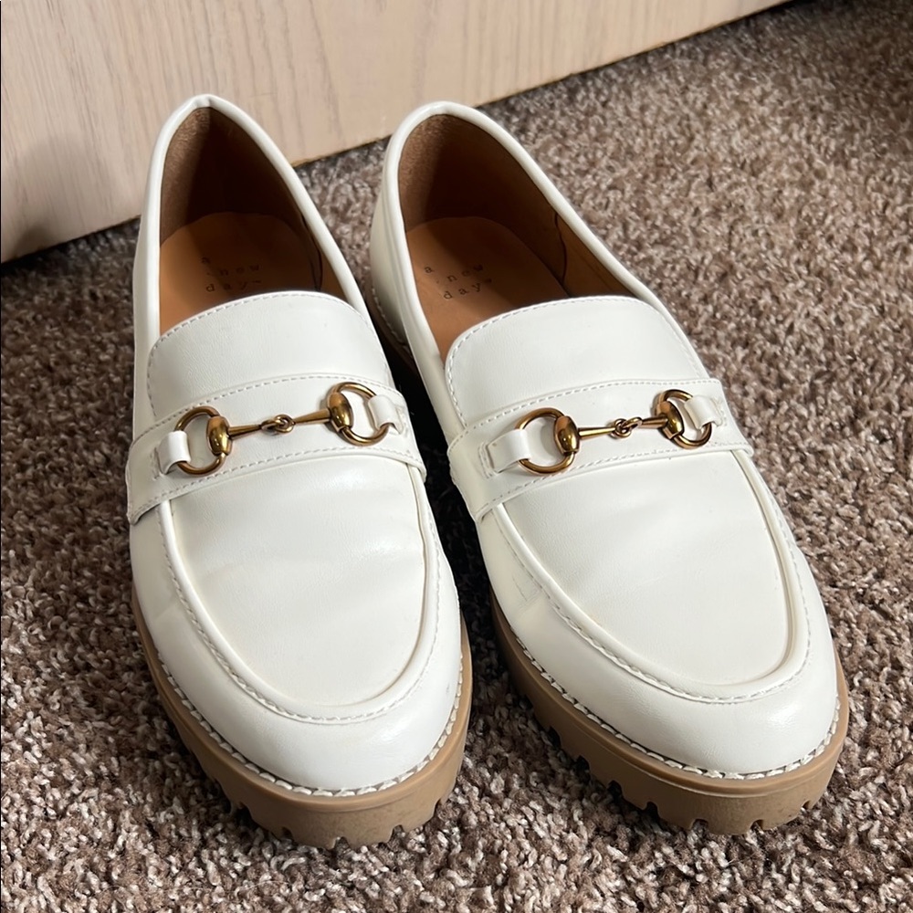 a new day White Loafers with Gold Accent